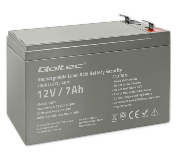 Qoltec Akumulator AGM 12V 7Ah - 1238932 - zdjęcie